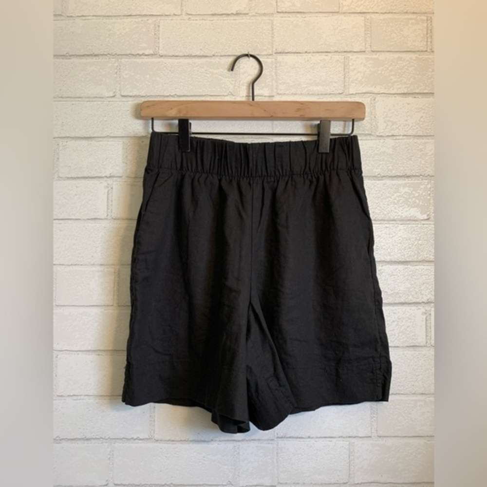 GAP High Waist Linen Blend Black Women's Elastic Pull On Shorts XS